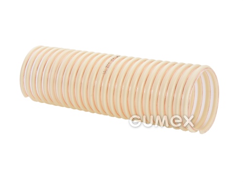 Potravinová vzduchotechnická hadica pre ľahšie abrazíva ZEUS PU ANTISTATIC, 50mm, -0,8bar, PU (éterová báza), svetlo žltá špirála PVC špirála, medené lanko, -40°C/+80°C, transparetná